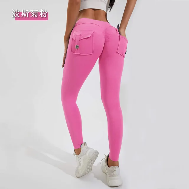 Leggings de sport 2026 pour femme avec poches, taille haute, effet push-up, pour yoga et entraînement, effet seconde peau, XP89