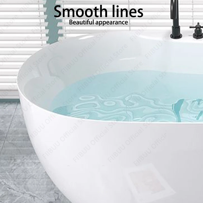 Acrylic Household Bathtub For Hotel And Guesthouse,Freestanding And Movable Tub,Seamless Small-sized Arc-shaped Bathroom Fixture