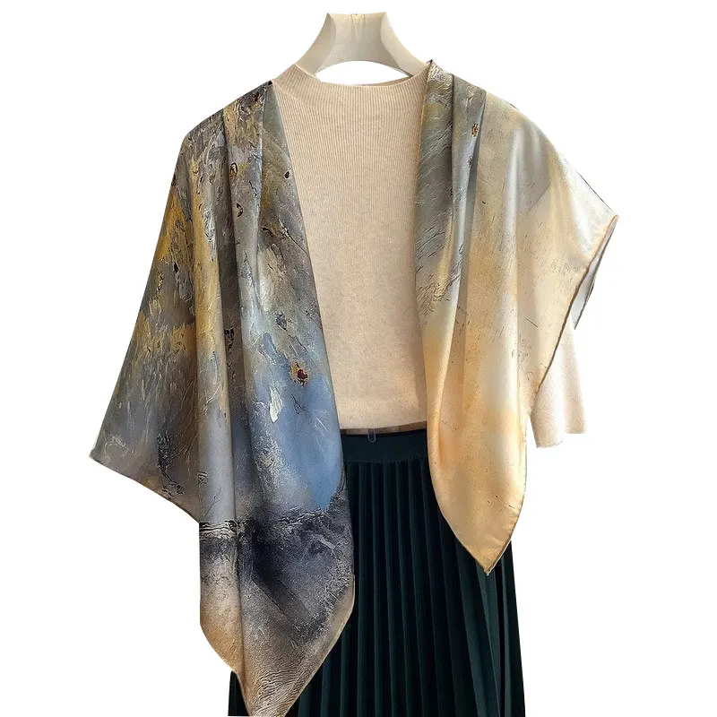

Fashion 100% Mulberry Silk Scarf Shawl Ladies Large Square Neck Scarves Women Wrap Bandana High Quality Headband Hijab Shawls