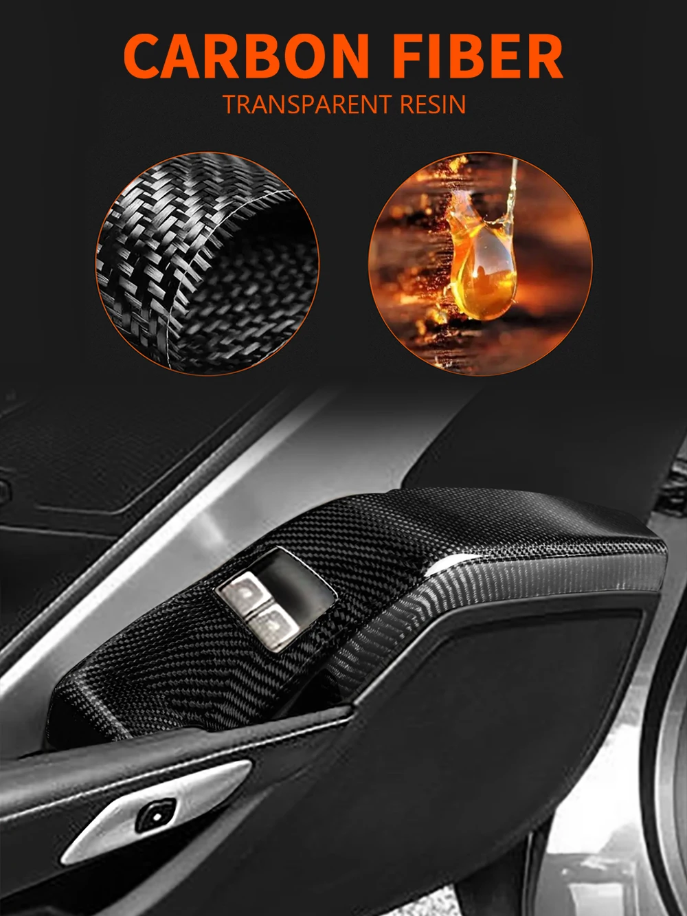 Electric Glass Window Lifting Switch Cover Trim 3Pcs Wet Carbon Fiber For Chevrolet Corvette 2014-2019 Car Interior Refitted