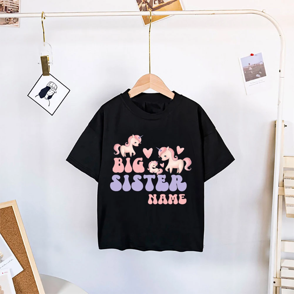 Personalized Big Sister Little Sister Family Shirts Unicorn Print Sibling Matching Clothes Custom Name Kids T-shirt Baby Romper 5