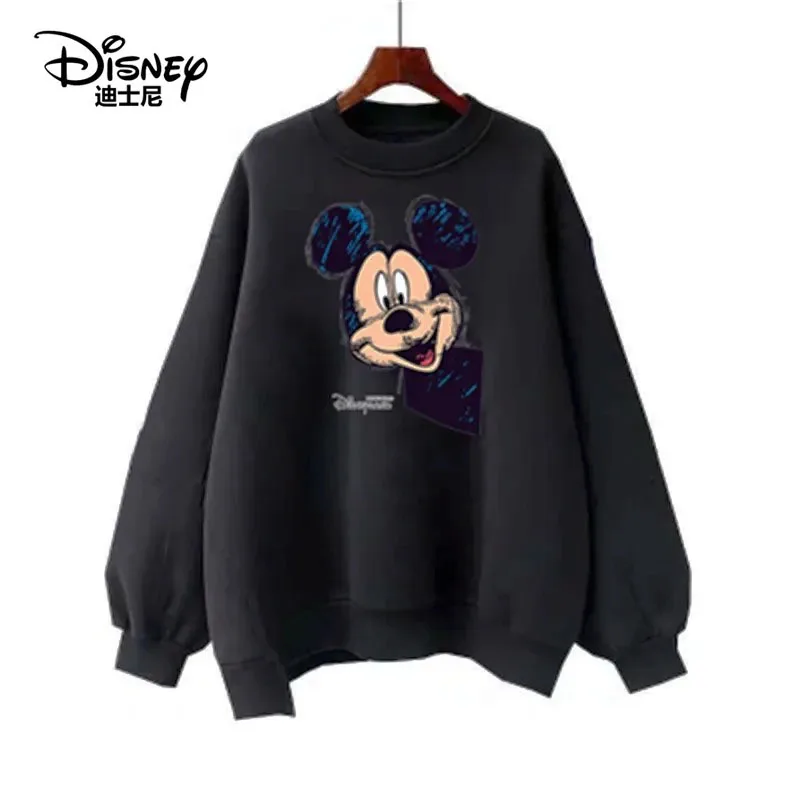 

Disney Mickey Mouse cartoon print Sweatshirt for Women Casual Long Sleeve Crewneck Pullover Tops Loose Sweatshirts