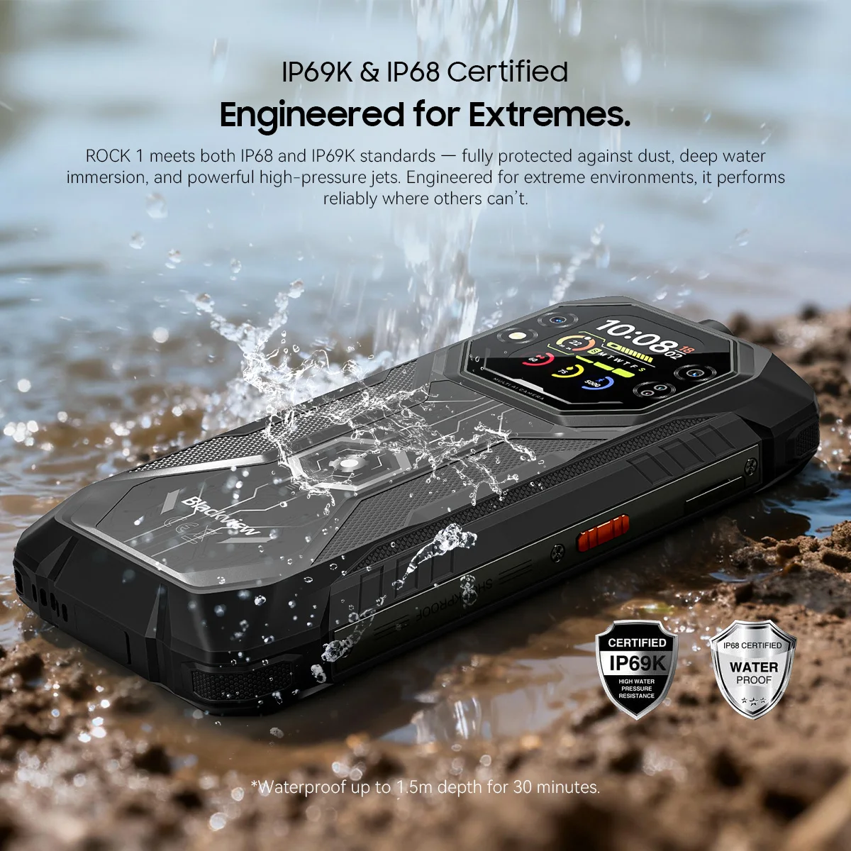Blackview ROCK 1 Rugged Phone,6.56-inch 90Hz Display,8GB RAM  256GB ROM,15000mAh/33W, MediaTek Helio G81,Android 16 Smartphone