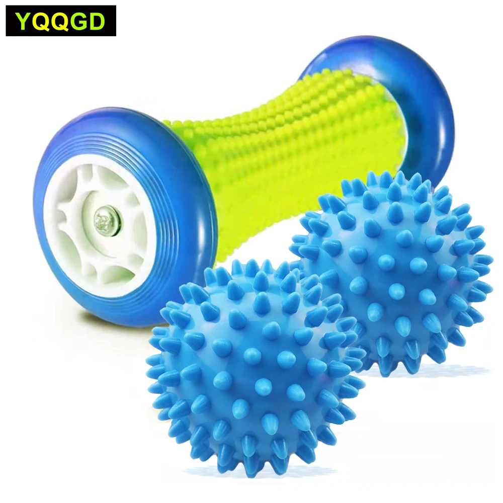 1 Foot Massage Roller and 2 Spiky Massage Balls for Plantar Fasciitis,Foot Arch Pain Relief; Deep Trigger Point Therapy Recovery