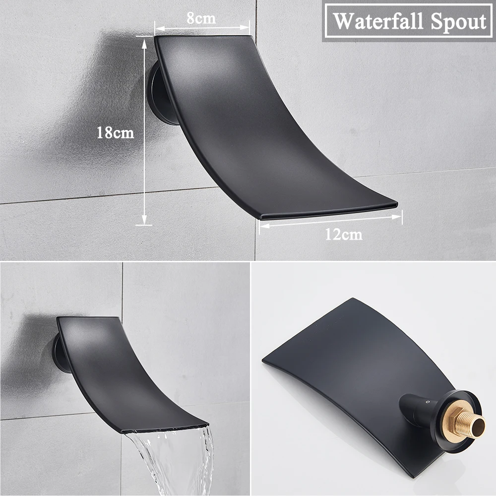 Chrome/Brushed Golden/Black Bathtub Faucet Waterfall Nozzle Faucet Replacement Piece Bath Basin Faucet Single Water-Tap New Hot 5