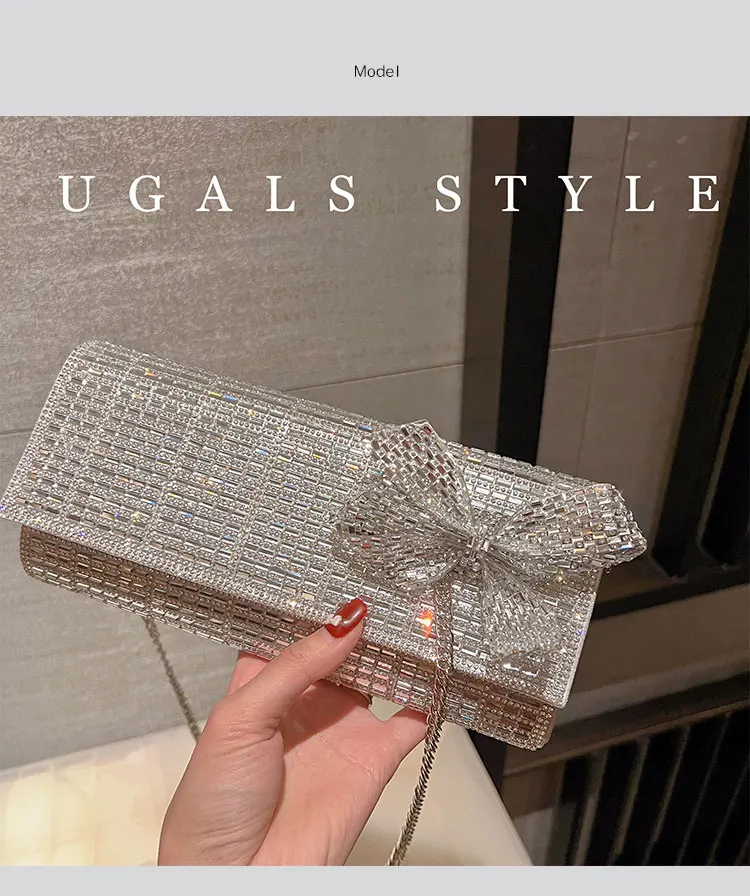 Pochette Donna Con Strass E Diamanti - Borsa Sera Elegante Per Matrimoni E Feste