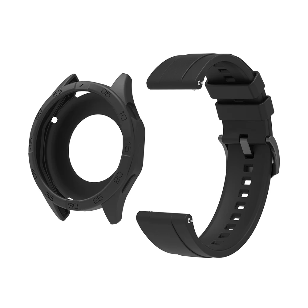 Premium Soft Silicone Watch Band with Protective Shell for Huawei Watch GT4 46mm