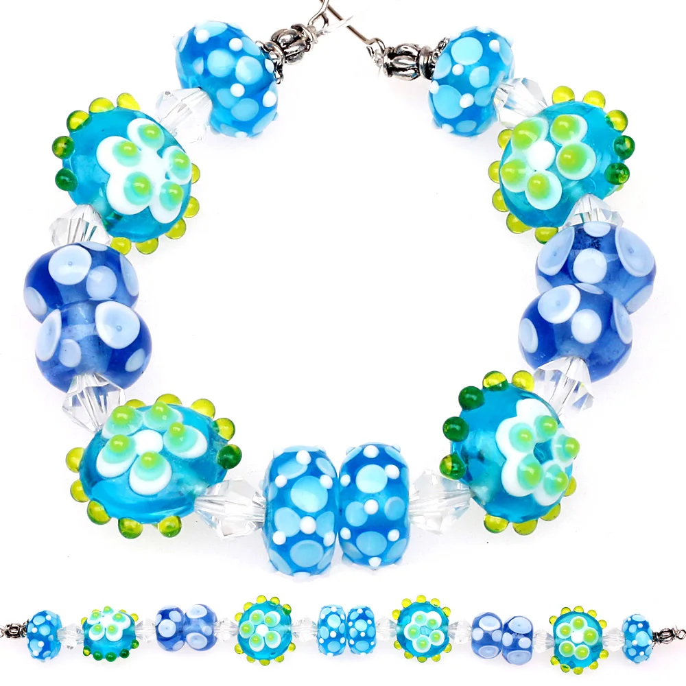 Vintage Floral Handmade Lampwork Glass Beads