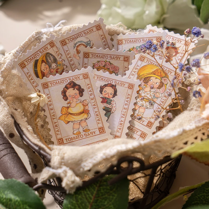 

50PCS Box Stickers Fairytale & Botanical Themed Stamp Vintage Sticker Decoration DIY vintage stickers vintage 50*110MM