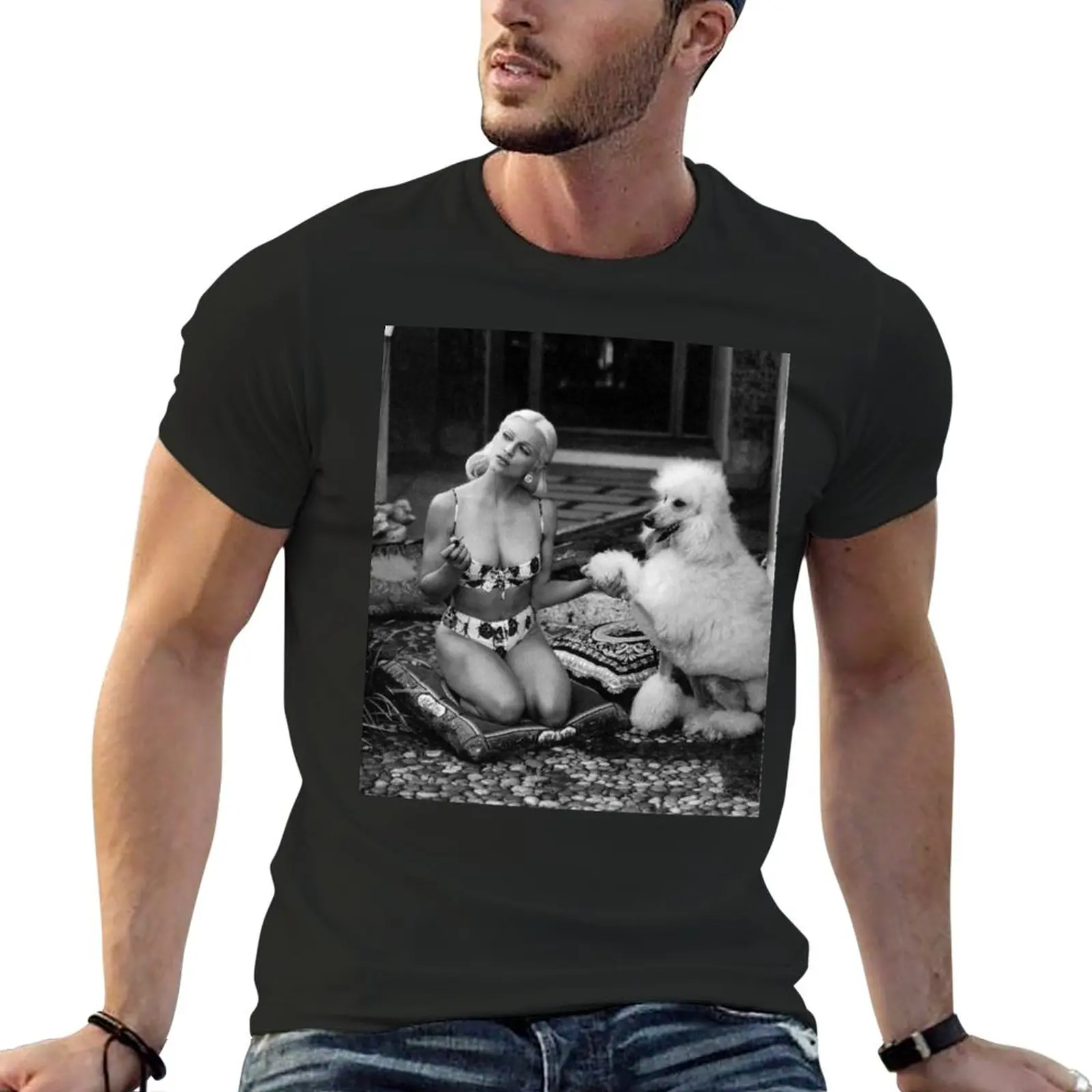 New Barboncino Vintage Sexy Girl Celebrity Photo Pool Cute Pet Dog Dos Pets Puppy T-Shirt T-Shirt Uomo Sublime T Shirt Uomo