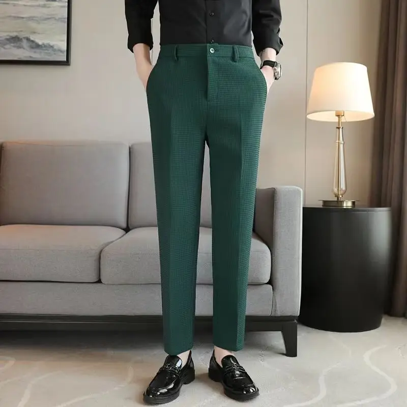 Business Casual Minimalist Comfortable Summer Men's 2024 New Patchwork Button Zipper Pocket Fashion Solid Color Straight Pants