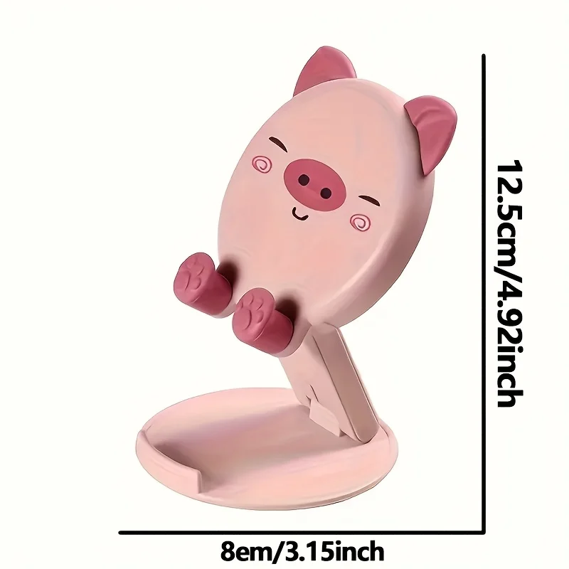 Foldable Pig Phone Stand Adjustable Silicone gelDesktop & Bedside Holder | Portable Universal Support for All Phones