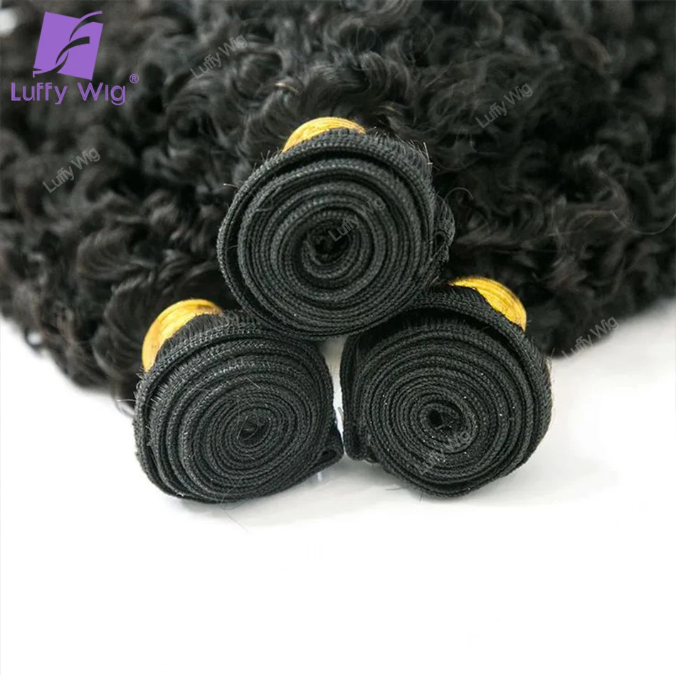 Weft Bundles Double Drawn Kinky Curly Full Ends 100% Human Hair Brazilian Extensions Jerry Curly for Black Women LuffyWig