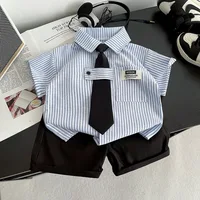 Nouvel ensemble de vêtements d'été pour bébés garçons : chemise et short tendance (2 pièces/ensembles) – Tenues décontractées pour enfants et tout-petits, survêtements pour nourrissons 1