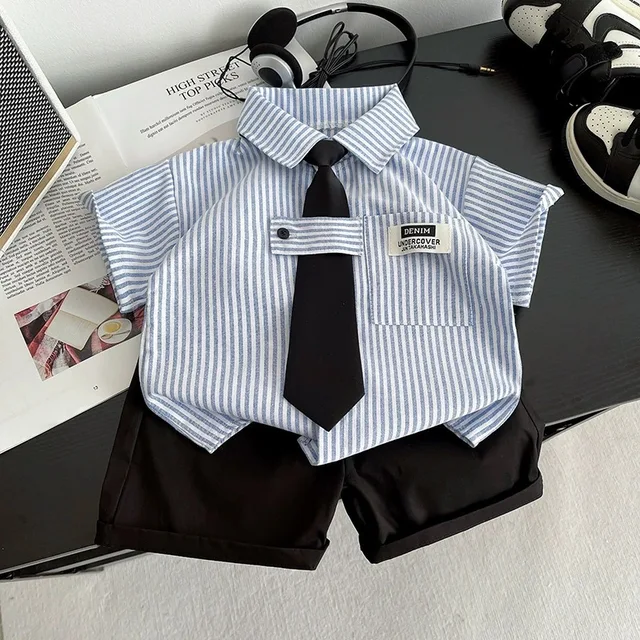 Nouvel ensemble de vêtements d'été pour bébés garçons : chemise et short tendance (2 pièces/ensembles) – Tenues décontractées pour enfants et tout-petits, survêtements pour nourrissons 1