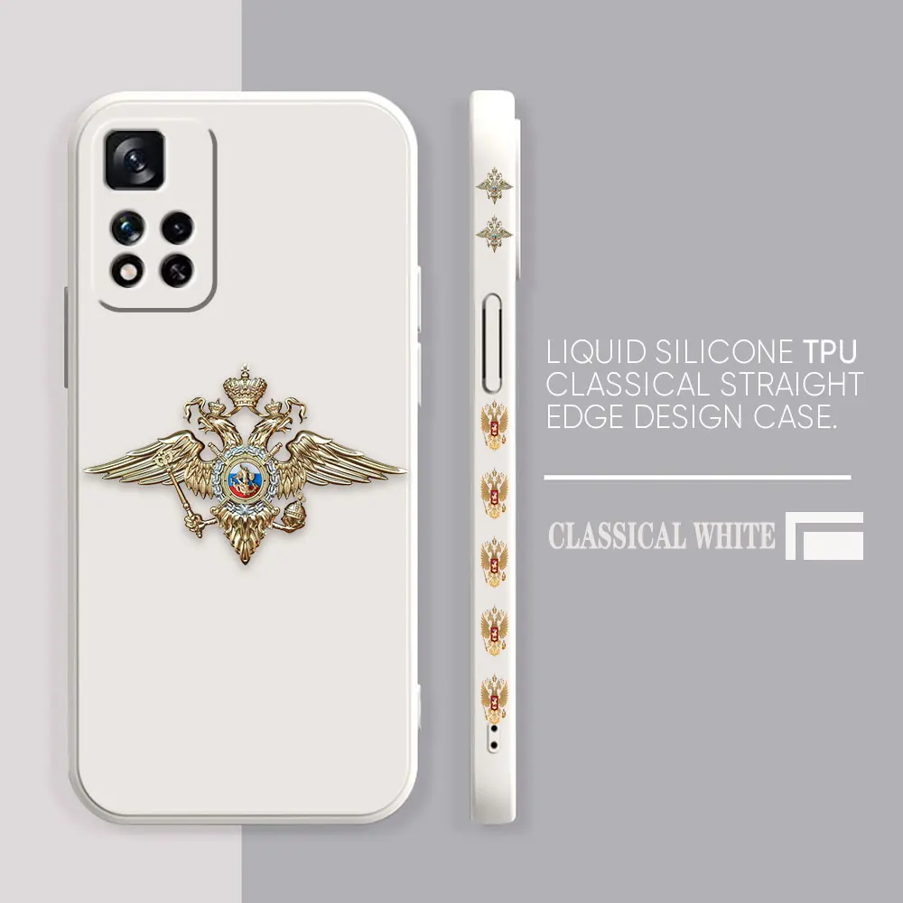 Funda para Redmi Note 12 11 11T 11R 11E 10 9 8 7 7S PRO PLUS 4G 5G Funda de silicona líquida Simple emblema de la Federación Rusa