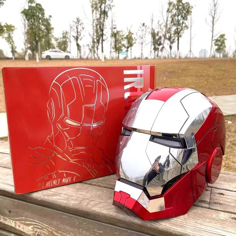 Marvel Ironman Autoking 1/1 Mk5 Casco Telecomando E Controllo Vocale Iron Man Maschera Automatica Per Casco Con Luce A Led Figura 55/60/65Cm