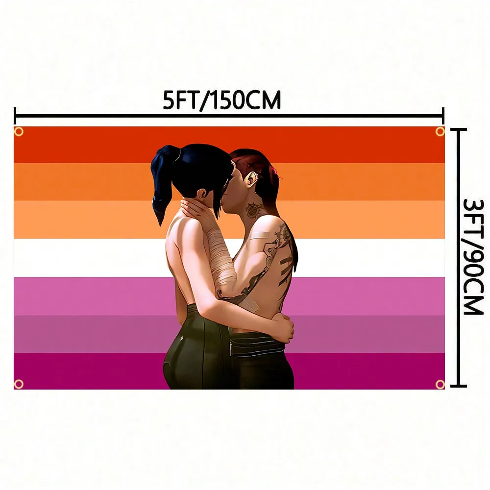 Arcane Rainbow Tapestry Flag - Pink Lesbian Pride Wall Hanging & Vintage Art Banner