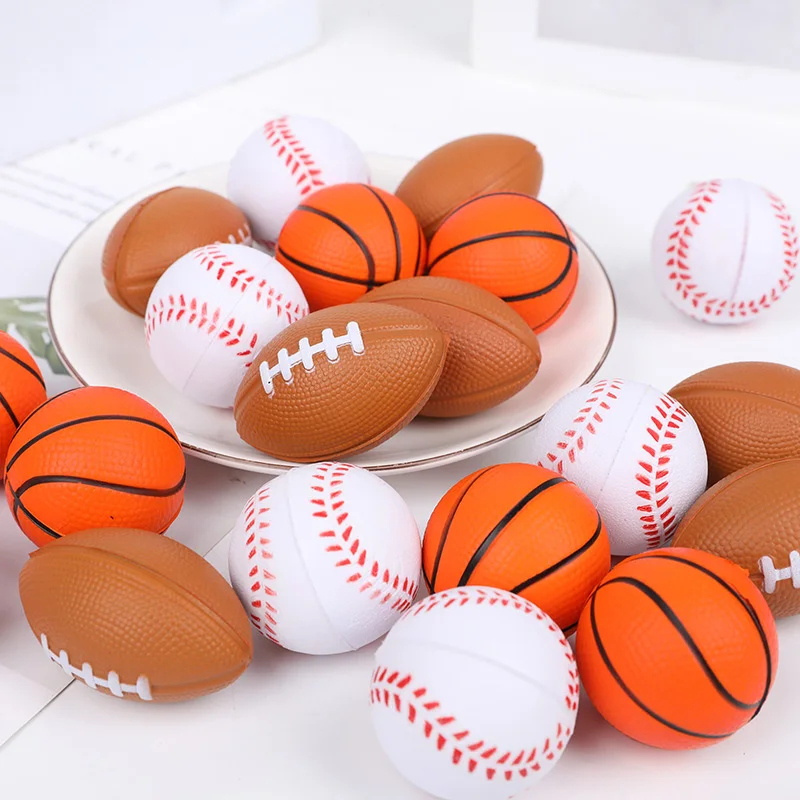 5/10Pcs Squeeze Ball Toy Kids Sports Theme Birthday Party Favors Goodie Pinata Filler Anti Stress Rubber Soccer Basketball Gifts