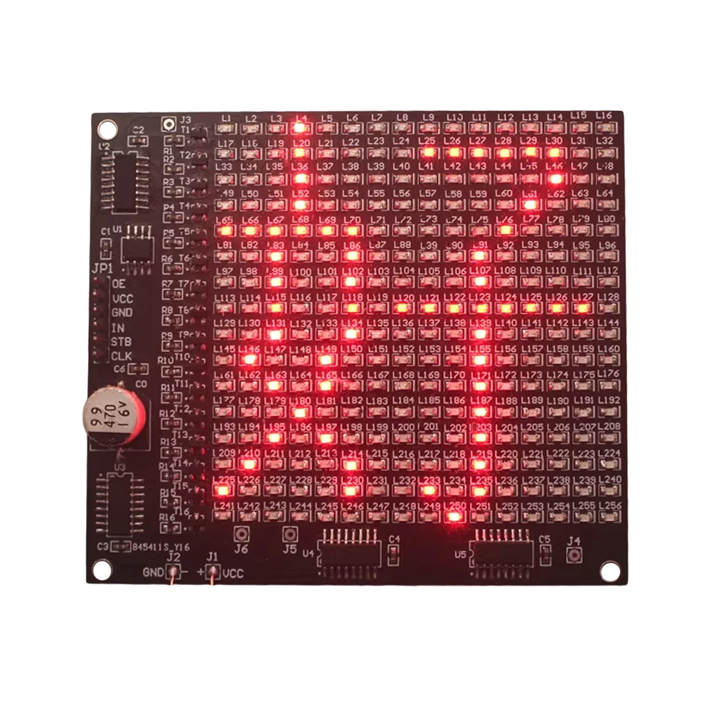 DIY Electronic Kit 64LED/256LED Red Display LED SMD Dot Matrix Advertising Screen Fun Soldering Practice Welding Practice Kit