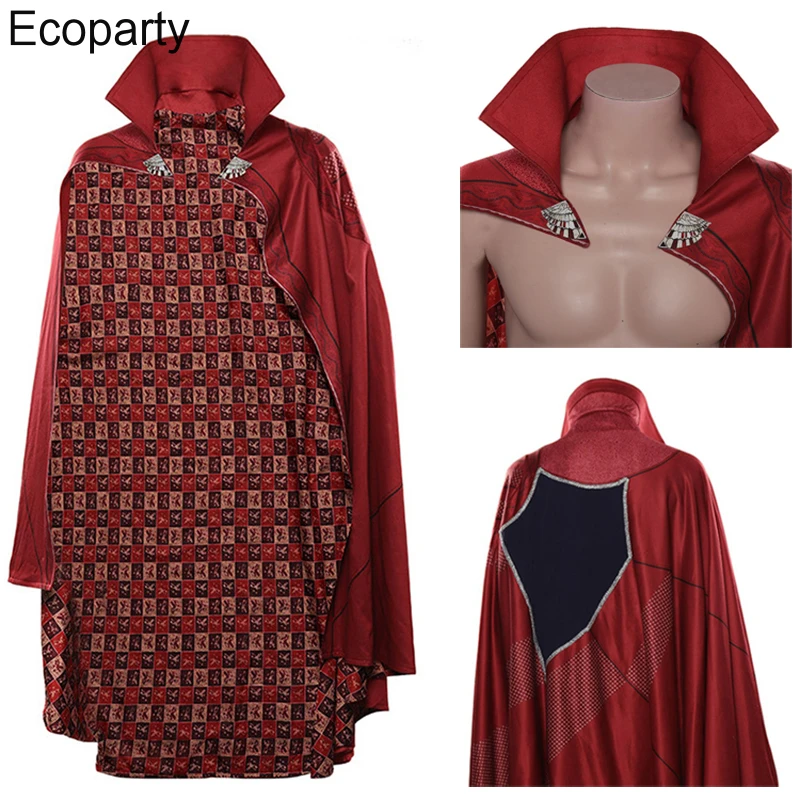 

New Steve Cosplay Costume Red Stand Collar Fancy Print Irregular Cloak Robe Halloween Carnival Party Outfits For Men Women