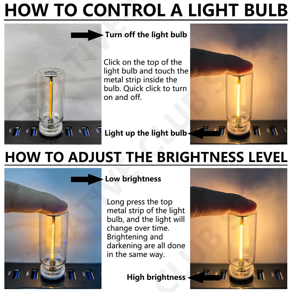 Description Picture 5 of itemUSB Touch Control LED Night Light Atmosphere Light Edison Bulb Incandescent Lamp LED Filament Light Bulb Bedroom Decoration