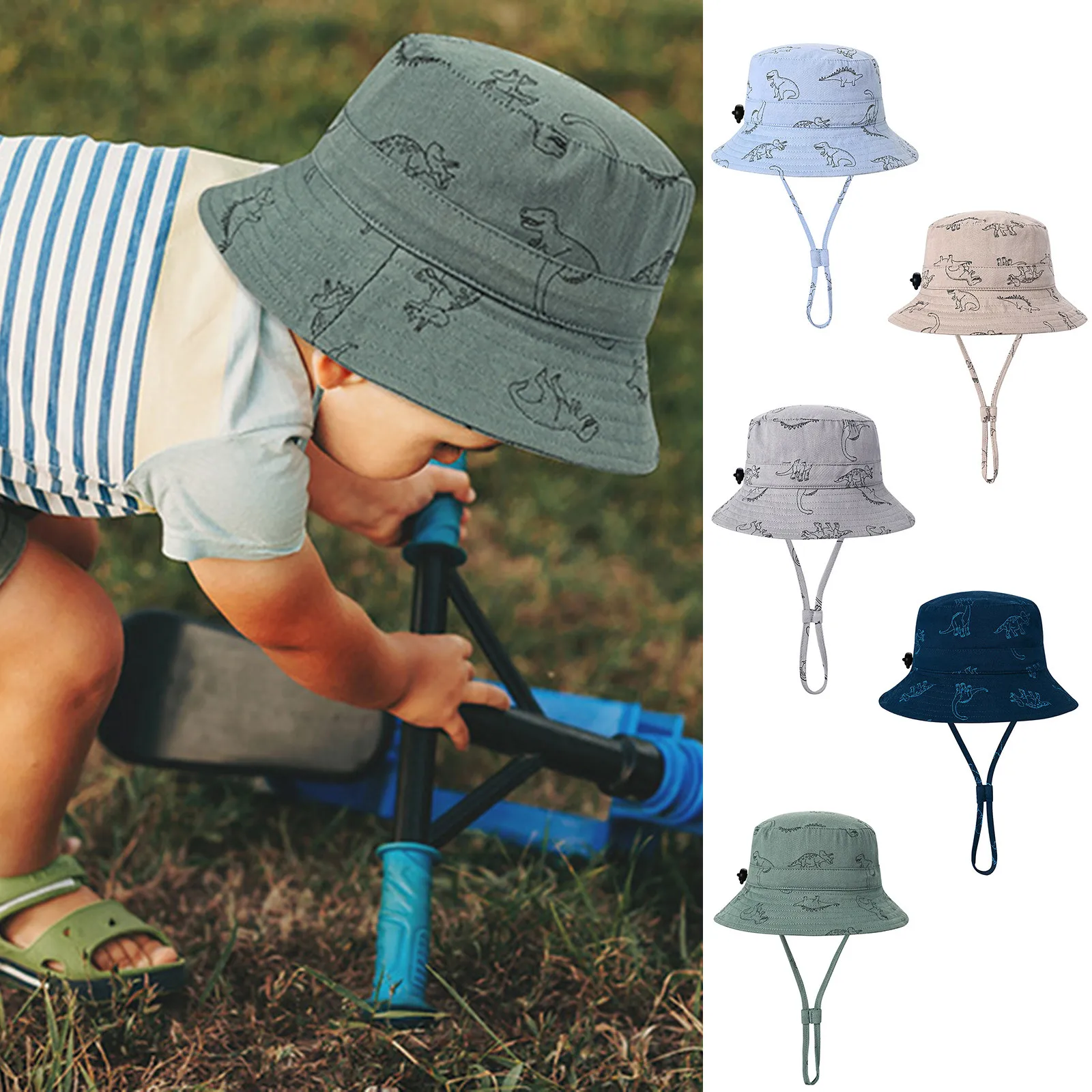 Stocking Hat For Toddler Boys Toddler Summer Dinosaur Prints Basin Hat Outdoor Sun Visor Adjustable бейсболка детская