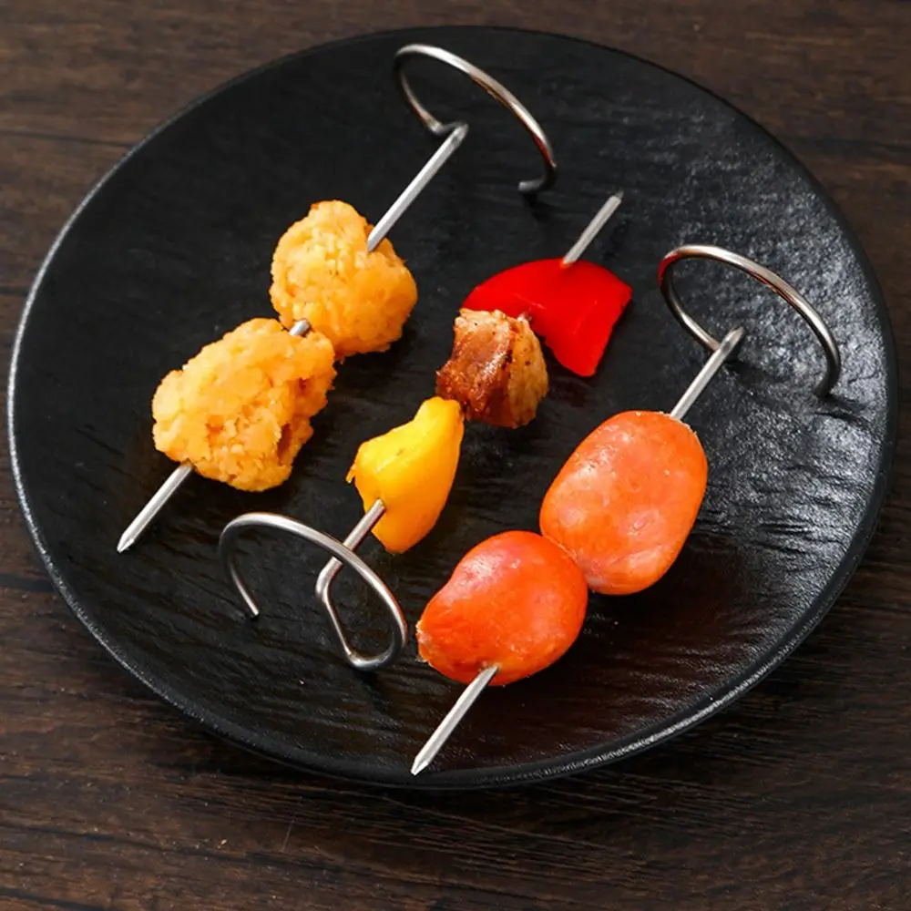 10PCS Portable Barbecue Sticks Stainless Steel Reusable Oven Hanging Vertical Grill Barbecue Accessories Baking Sticks