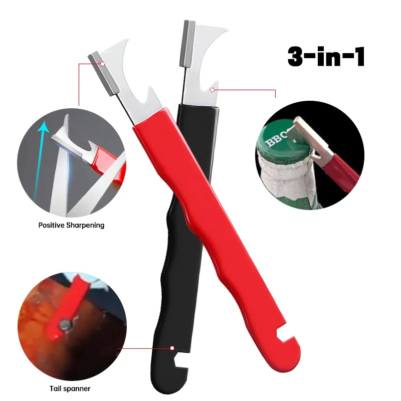 Knife Sharpener Knife Sharpener Wrench Bottle Opener 3 in 1 Multifunctional Knife Scissors Sharpener Outdoor Portable Garden Shears Scraper