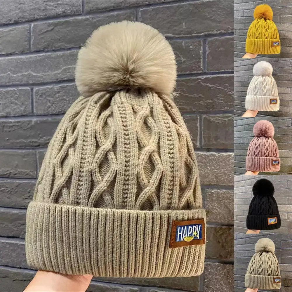 

Thickened Winter Hat Stylish Keep Warm Beanie Hats Pompoms Hat Women