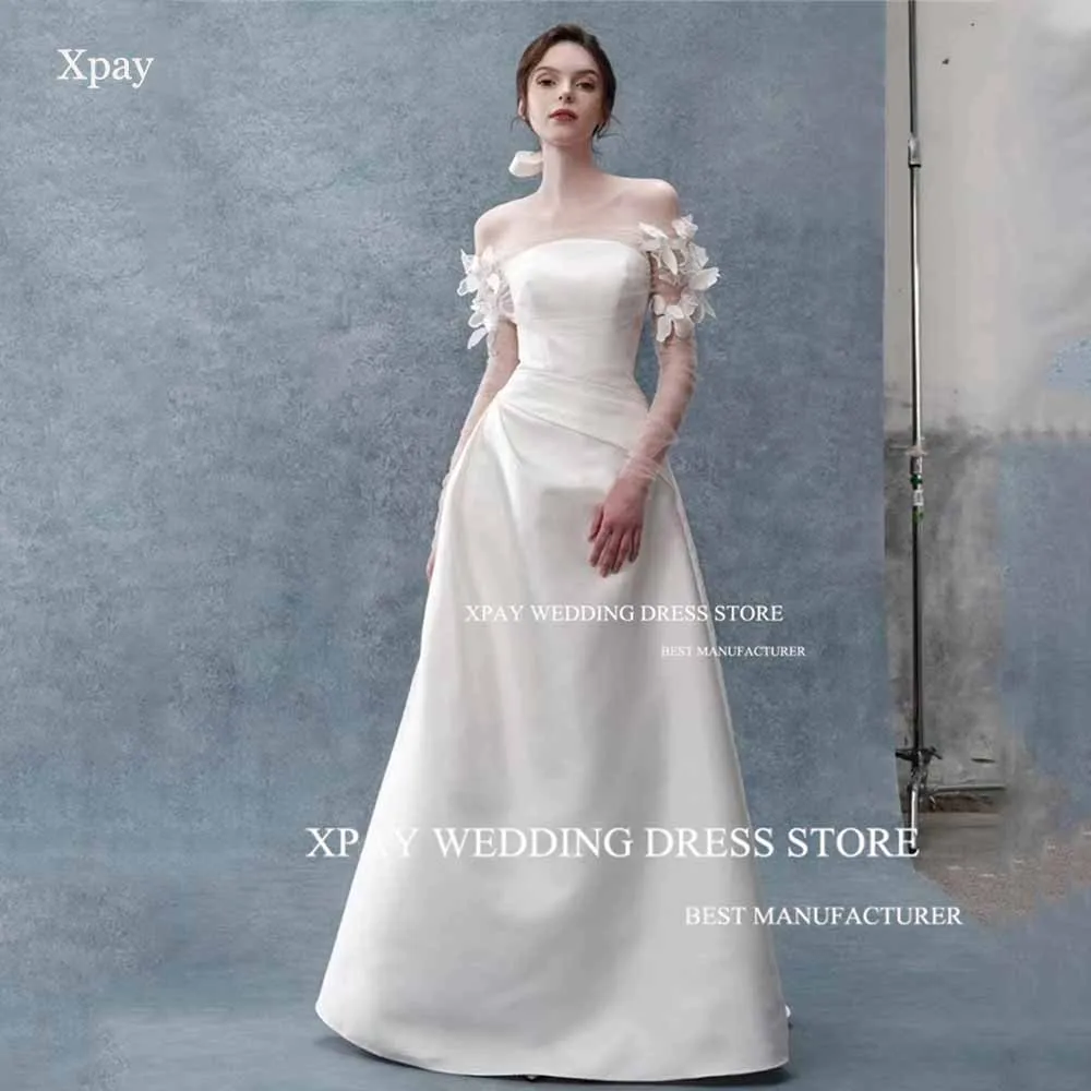 Платье Свадебное ТРАПЕЦИЕВИДНОЕ атласное с открытыми плечами Платье Свадебное ТРАПЕЦИЕВИДНОЕ атласное с открытыми плечами