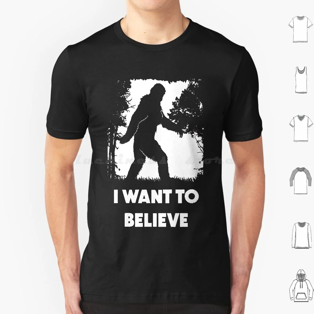Мужская/Женская/детская футболка Bigfoot Sasquatch I Want To Believe, 6Xl