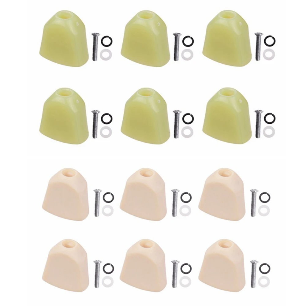 Guitar Parts Set of 6 Plastic Trapezoid Hand Guitar Tuning Pegs Head Buttons with Screws Washer Parts for Acoustic and Electric Guitars