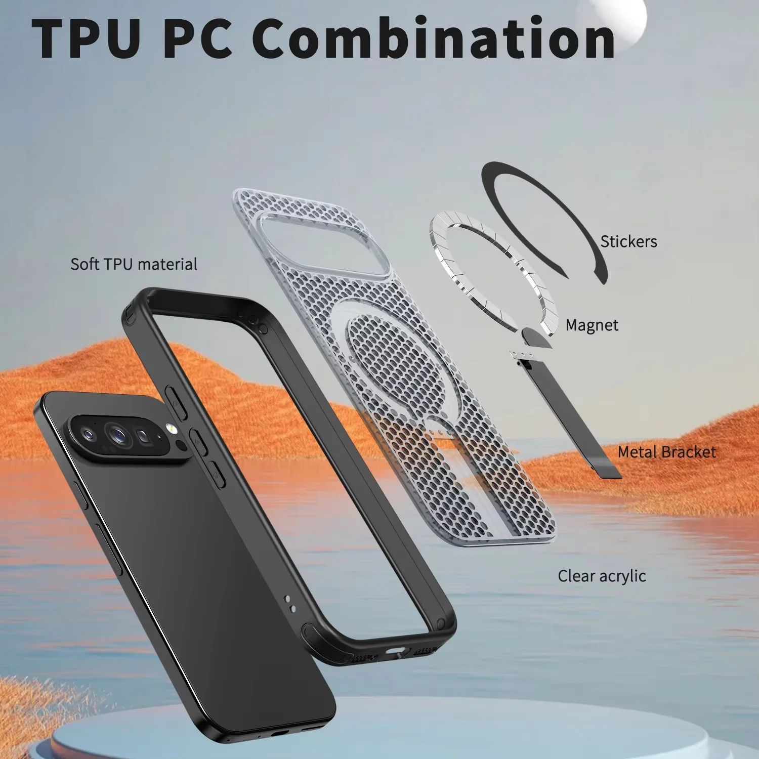 Magnetic Cooling Shockproof Phone Case with Mesh Ventilation and Wireless Charging Compatibility