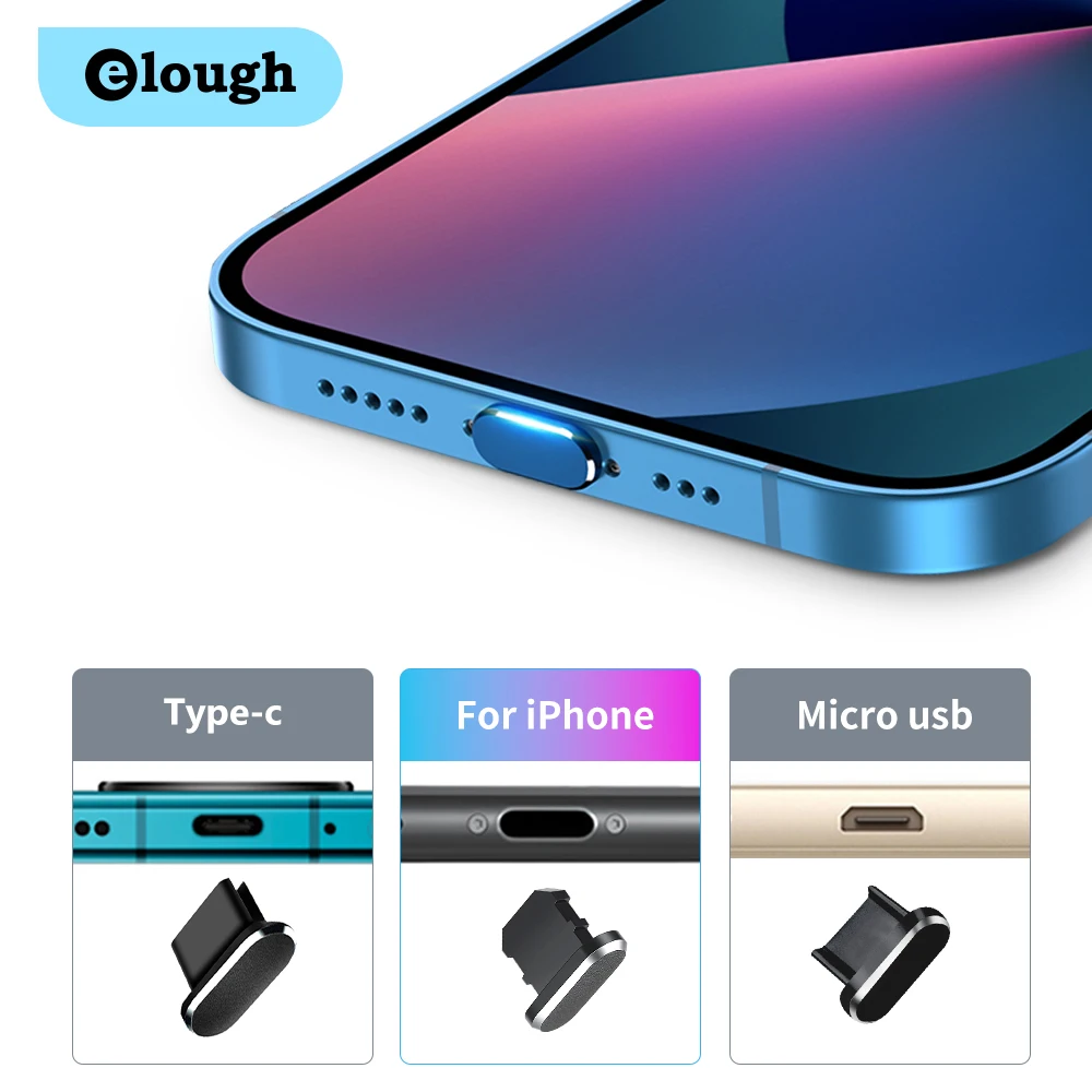 Dust Plug USB Type C Micro Smart Phone Accessories For iPhone 13 Samsung Xiaomi POCO Colorful Metal Anti Dust Charger Dock Plug