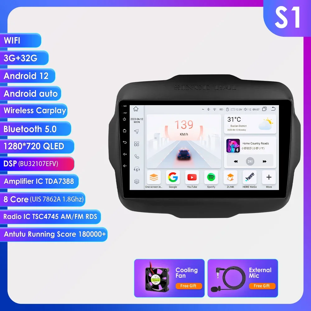 thumbnail image 1 of Radio con pantalla táctil para coche Hizpo 7862 AI Voice para Jeep Renegade 2016-2020, reproductor multimedia Android Auto, Carplay, 2Din, GPS, autorradio, WIFI, 1 of 5