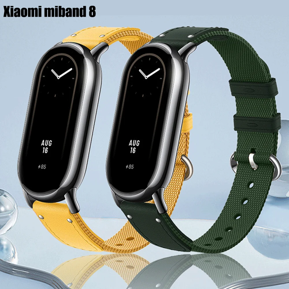 

Leather Strap For Xiaomi Mi band 8 NFC Sport Belt Replacement miband8 Bracelet smart band8 nylon bracelet Watchbands Accessories
