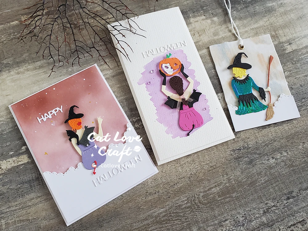 Description Picture 6 of itemCatlove Halloween Witch's Back Metal Cutting Dies Scrapbooking Mold Stencil Die Cuts Card Making DIY Craft Embossing New Dies