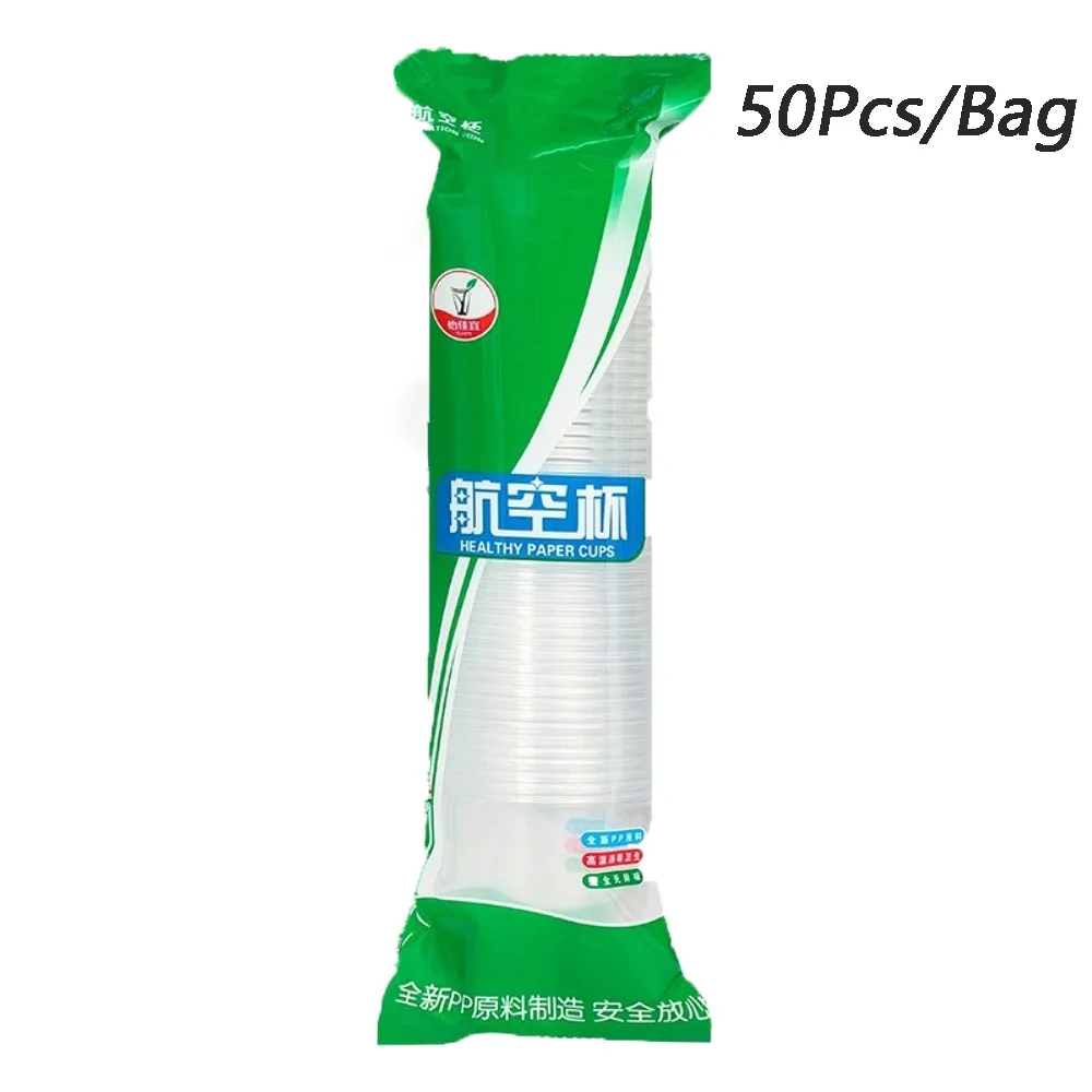 Set of 50 Clear Heat-Resistant Disposable Plastic Cups - 180ml Food-Grade Quality