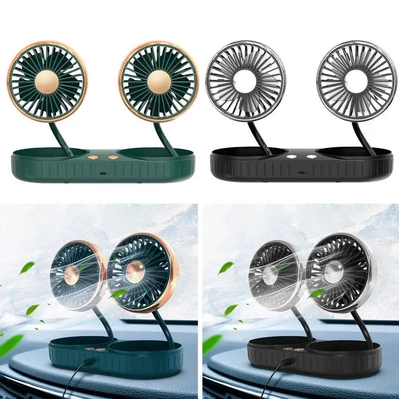 

Dual Rotating USB Fan USB Rechargeable Electric Car Cooling Fan Mounted Car Mounted Fan 3 Speed Adjustable Portable Fan For Home