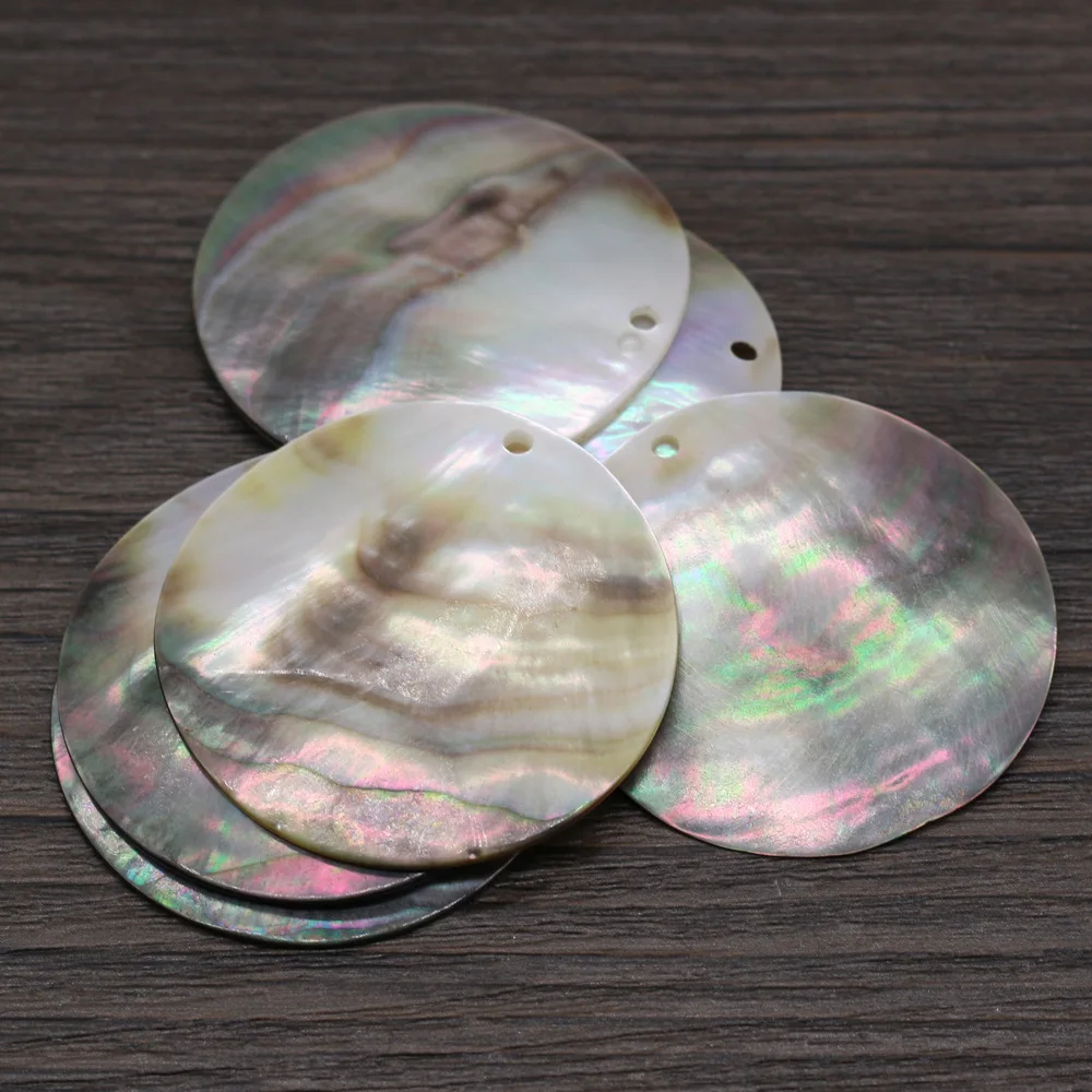 Natural Round Shells For DIY Pendant Jewelry Apparel Accessories Handmade Earrings Seashell Charms Hanging Decor 2Pcs
