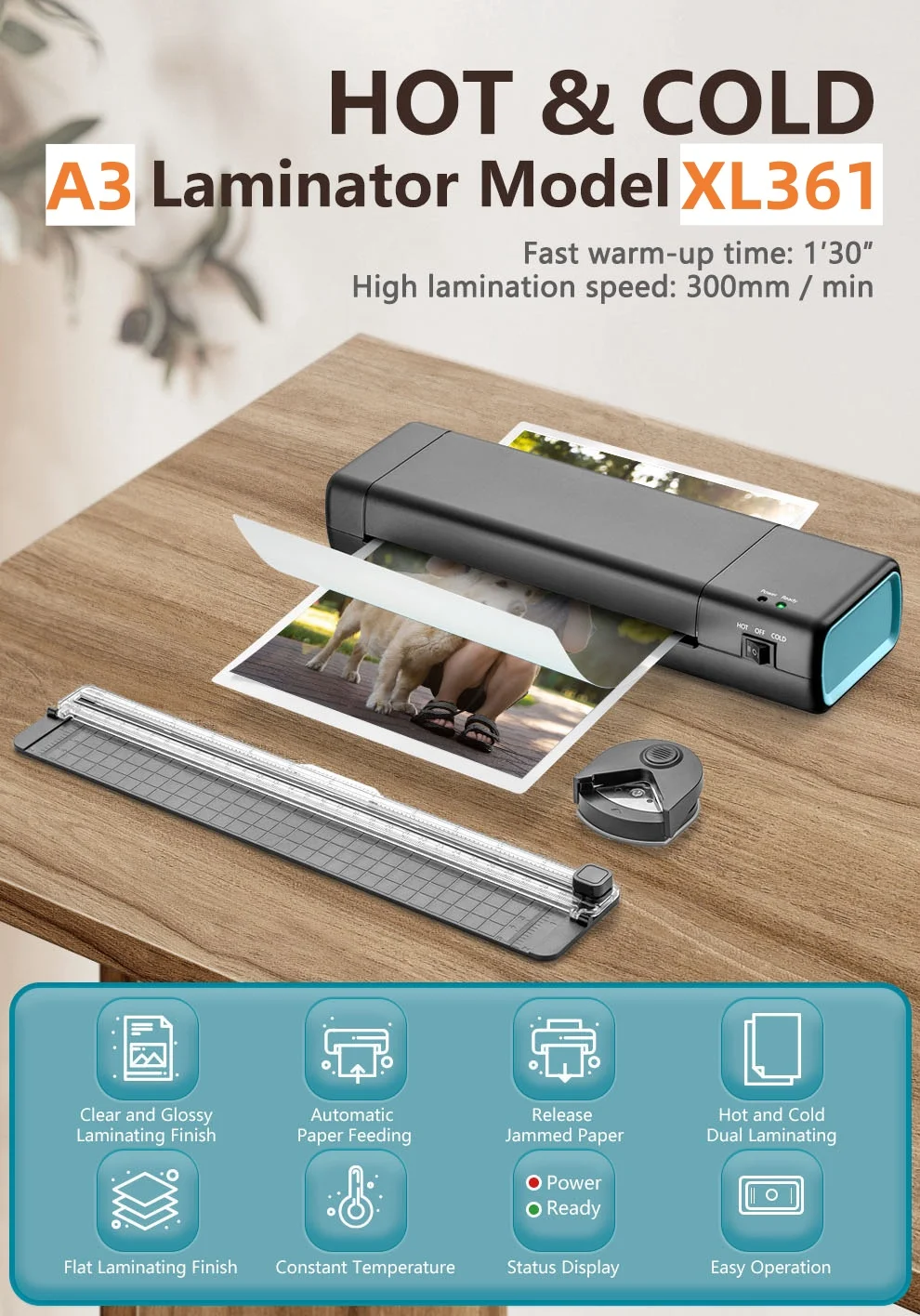Laminating Machine A3 A4 Laminating Machine Hot Cold Mode Photo Plastic Sealing Apparatus Automatic Small Office Document Sealing Device