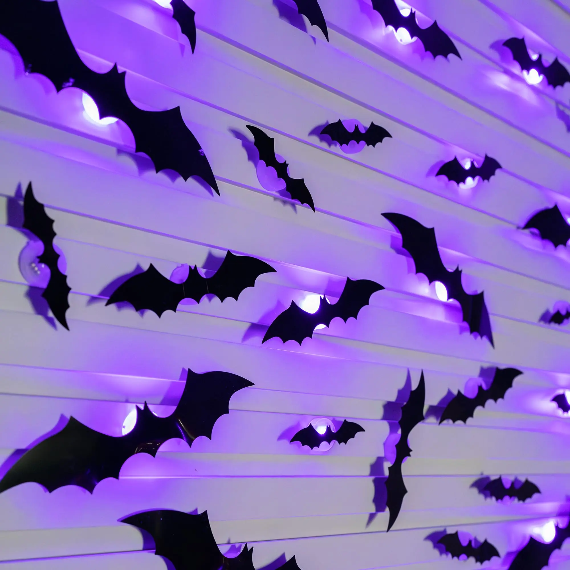 할로윈 LED 박쥐 조명 벽 장식, 현실적인 PVC 3D 박쥐 스티커 조명, 가정용 실내 야외 할로윈 파티 벽 장식