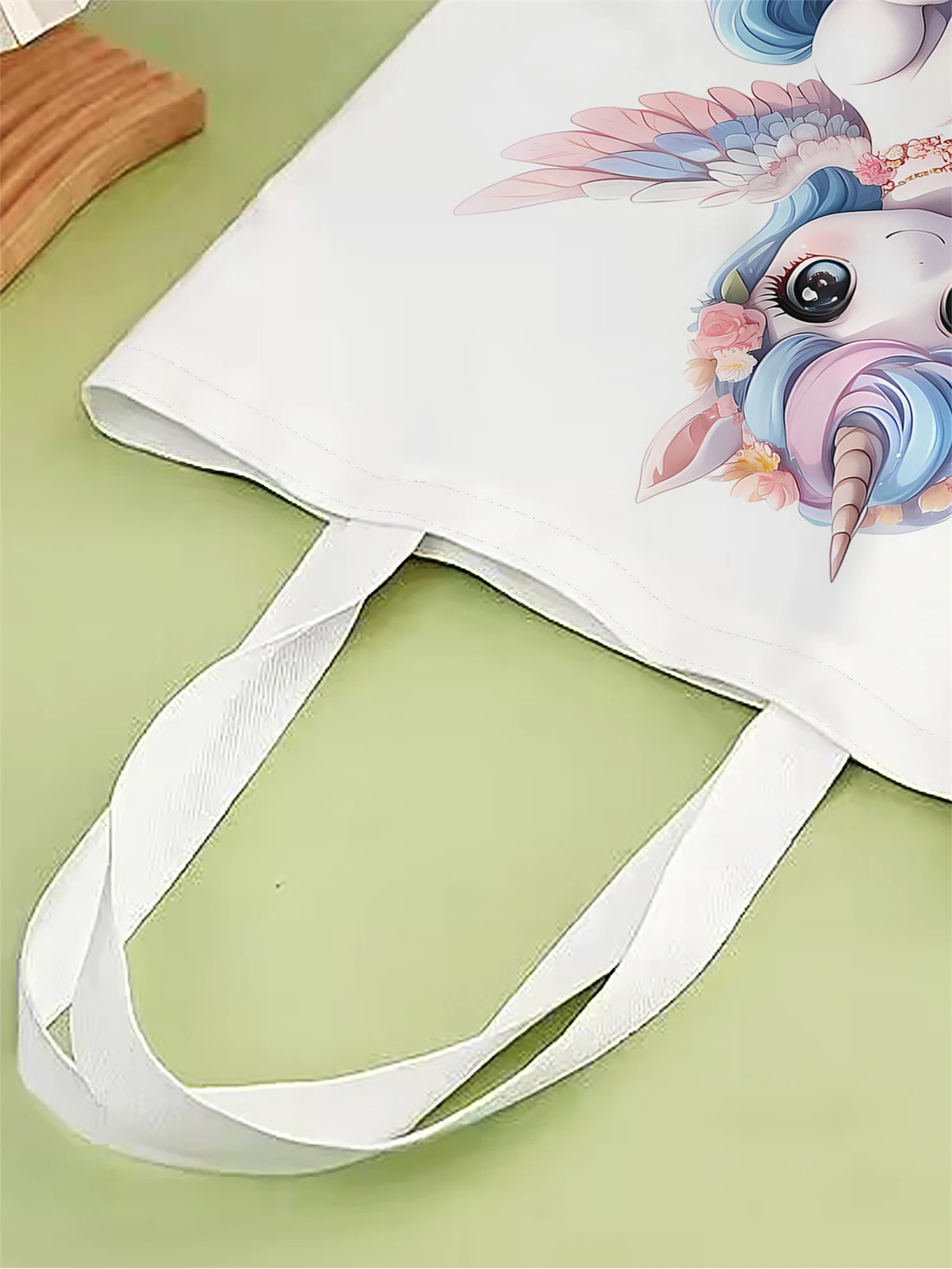 1pc,cute unicorn handbag, reusable fashionable handbag, multifunctional handbag, printed canvas shopping bag
