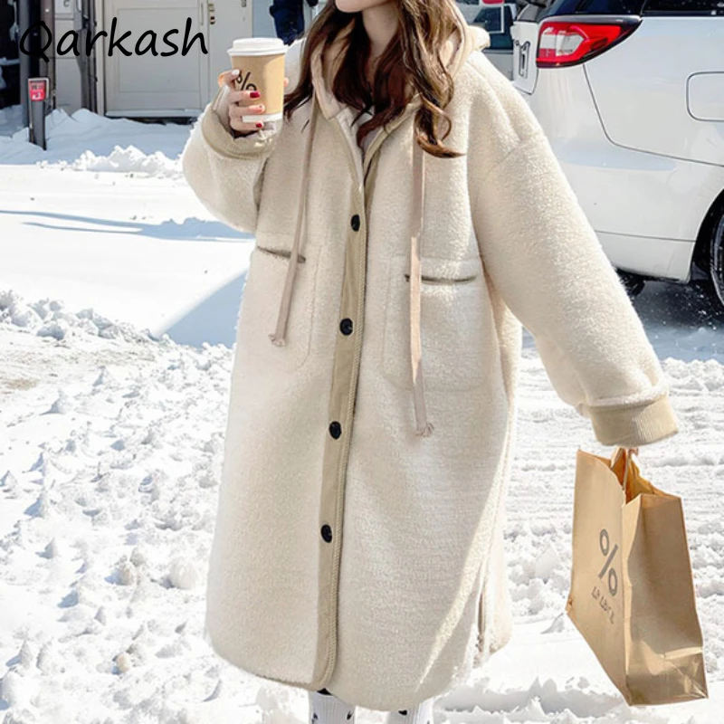 ★韓国人気★claddA★wool over jacket Hooded Wool Coats Women Autumn Winter Thicken Korean Style