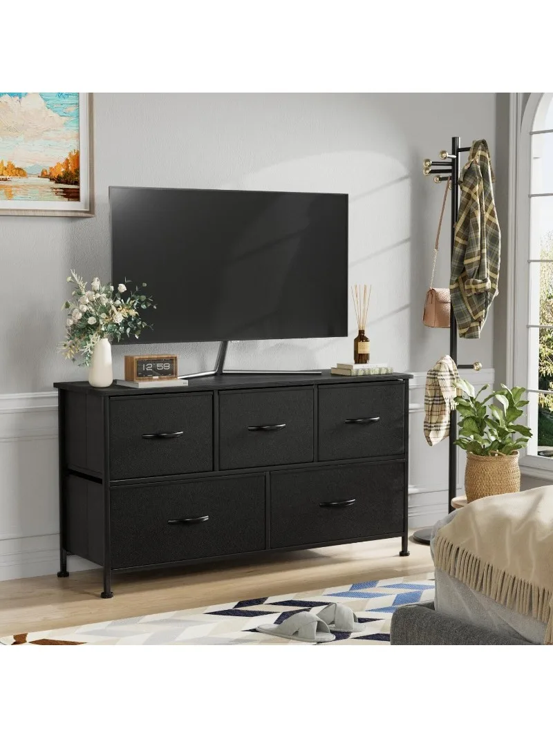 

Vineego Dresser for Bedroom with 5 Drawers, Wide Chest of Drawers, Fabric Dresser,Black