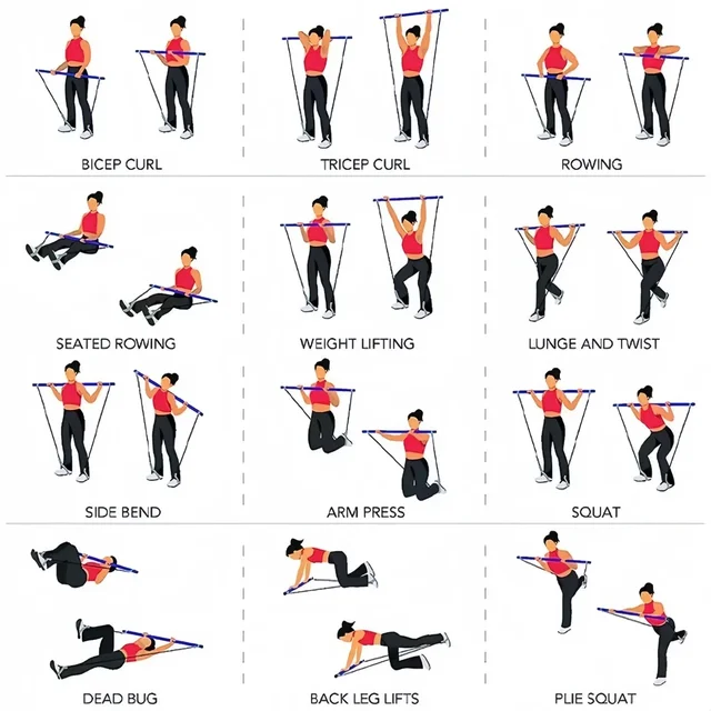 Portable Yoga Pilates Bar Stick with Resistance Band Home Gym Muscle Toning Bar Fitness Stretching Sports Body Workout Exercise 6