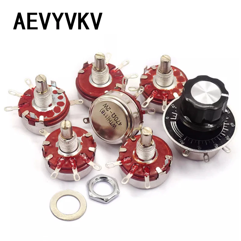 WTH118 2W 1A Potentiometer 1K 2.2K 4K7 6K8 10K 22K 47K 100K 470K 1M 103 WTH118-2W Round Shaft Carbon Rotary Taper Potentiometer