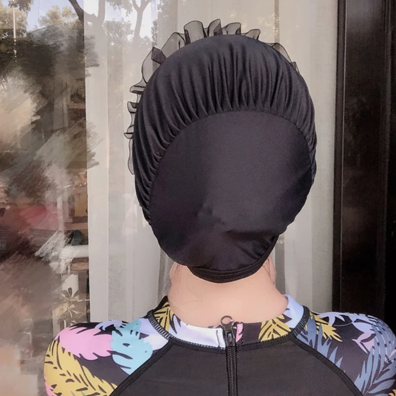 Lace Waterproof Swimming Cap Cute Swim Cap for Very Long Thick Curly Hair Dreadlocks-Weaves Braids Afros Keep Hair Dry 5