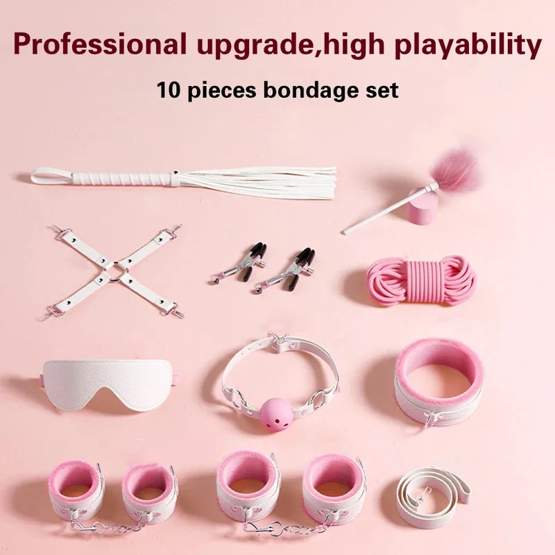 Exotische Bettsets, exotisches Spielzeug, Spiele für Erwachsene, Lederhandschellen, Peitsche, Knebel, Nippelklemmen, Produkte für Frauen_voghion.com